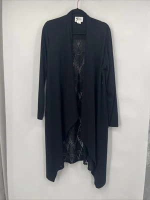 Кардиган длинный Andrea Jovine черный с длинным рукавом открытый передний кружевной сзади размер XL - Изображение 1 из 4