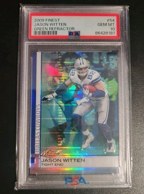 2009 Topps Finest Jason Witten #54 Green Refractor /199 PSA 10 GEM Cowboys - Image 1 of 2