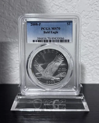 2008-P Silver Dollar - Bald Eagle PCGS MS70 2008 P $1 - Image 1 of 4
