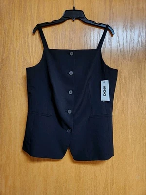 Top estilo blazer sin mangas negro DKNY talla 14. Nuevo con etiquetas.  Foto 1 de 4