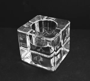 Orrefors Sweden Crystal Ice Cube Votive Candle Holder Designed by Göran Wärff - Picture 1 of 11