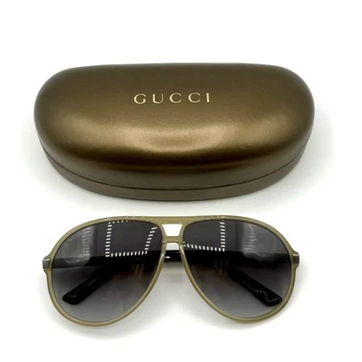 New Gucci Unisex Tan/Black Acetate Aviator Sunglasses w/Logo 1646/S 276323 2318 - Image 1 of 4