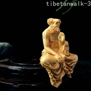 Statua Shakyamuni cipresso naturale figure buddiste cinesi buddiste intagliate a mano buddista - Foto 1 di 8