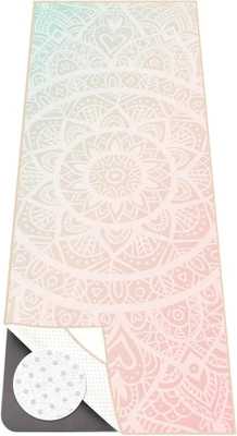 Yoga Towel with Corner Pockets, Non Slip Grip Dots Sweat Absorbent Hot Yoga Mat  - Image 1 of 4