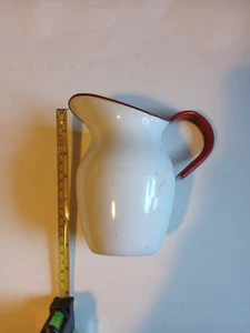Vintage Krug weiß mit rotem Rand - Bild 1 von 3