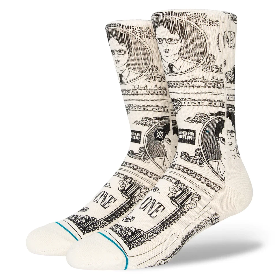 Calcetines informales Stance adultos blanco roto Crew algodón The Office Schrute Bucks L 9-13 Foto 1 de 1