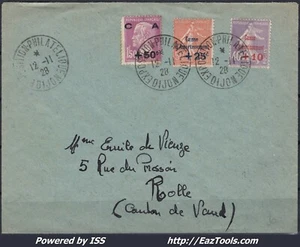 FRANCE N° 249/251 SUR LETTRE POUR ROLLE SUISSE CAD EXPO DIJON DU 12/11/1928 - Picture 1 of 2