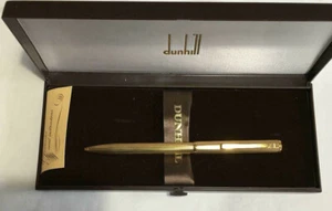 Penna a sfera Dunhill colore oro originale (inchiostro blu) con scatola ottima super rara - Foto 1 di 4