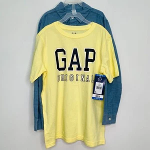 GAP Kids Boy's L 2-pc Short Sleeve Tee and Long Sleeve Button Down Shirt L 10/12 - Picture 1 of 11
