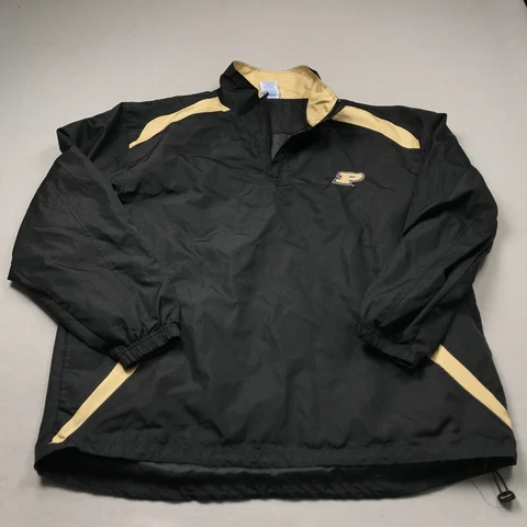 Purdue Boilermakers Jacket Mens Large Black Gold 1/4 Quarter Zip Pullover NCAA Cover