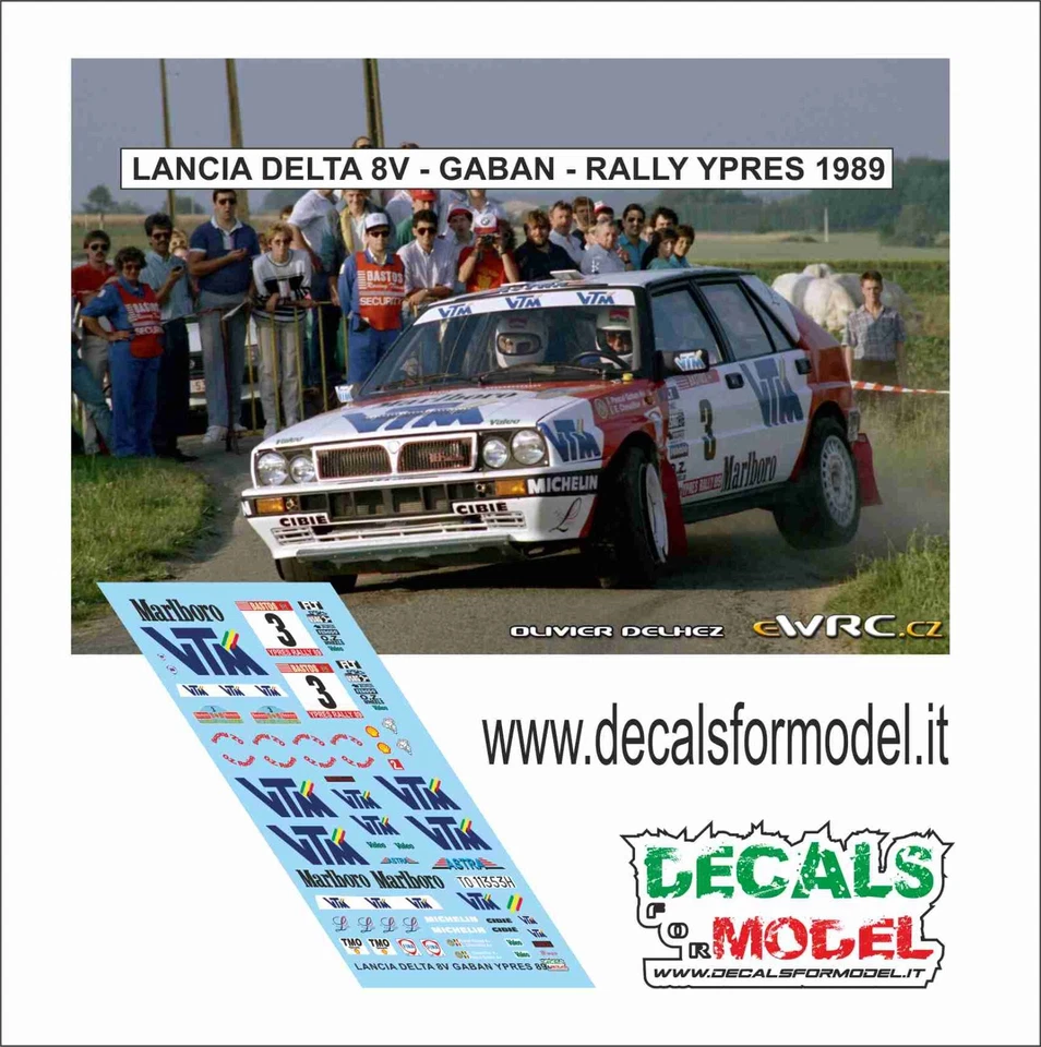 DECALS 1:43 LANCIA DELTA 8V GABAN RALLY YPRES 1989 - Immagine 1 di 1