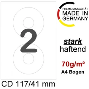 100 CD/DVD Etiketten 117 / 41 mm auf 50 Blatt DIN A4 70g/m² Ringetiketten L6043  - Bild 1 von 3