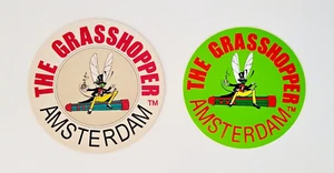 Posavasos y pegatina vintage Amsterdam Cannabis Café THE GRASSHOPPER Países Bajos - Imagen 1 de 2