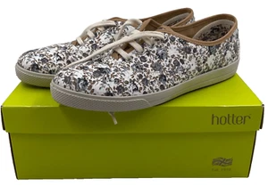 Hotter Mabel Women's Floral Canvas Textile Shoes UK 8 EUR42 Boxed mABLL1 Lace Up - Picture 1 of 24