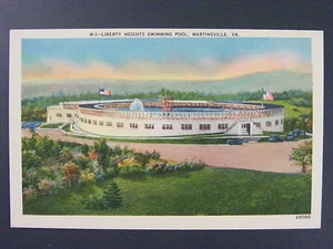 Postal de lino para piscina Martinsville Virginia VA Liberty Heights años 30-40 - Imagen 1 de 2