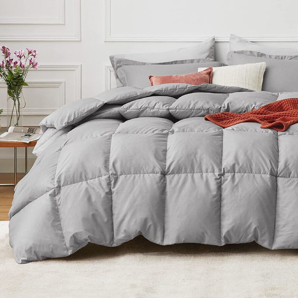 Bedsure Twin/Twin Extra Long Comforter Sets - Pink Basket Weave Down Alternative