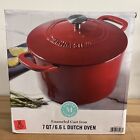 Martha Stewart Red Color Enamelled Cast Iron Cookware 7 Quart Dutch Oven