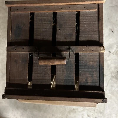 Humpty Dumpty egg crate carrier, holds 6 dz, Owosso Mi,  wooden, nice - Image 1 of 4