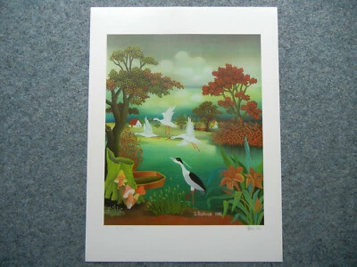 Ivan Stefanek Farblithographie: Am Fluß signiert + nummeriert XXVII / L - Bild 1 von 4