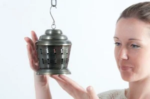 13cm Silver Pewter Hanging Lantern/Candle or Tea Light Holder - Home or Garden - Picture 1 of 3