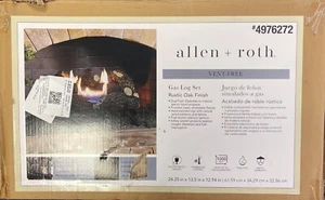 Allen + Roth 30000-BTU Natural Gas or Propane Log Set Rustic Oak Vent Free New - Picture 1 of 3