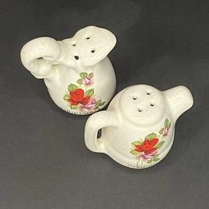 Shaker sale e pepe vintage in ceramica floreale con tappi made in Chihuahua Mexico - Foto 1 di 18