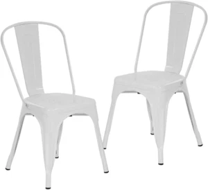 Metal Dining Chairs Indoor-Outdoor Stackable Chic Restaurant Side Bistro Chair S - Picture 1 of 8