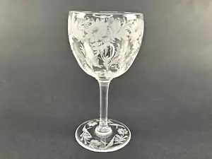 American Brilliant Period Cut Stem Wine Signed Libbey - Picture 1 of 6