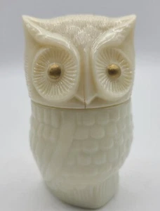 Avon Milk Glass Hoot Owl Figurine Decorative Collectible Cream Jar Refill Empty - Picture 1 of 11