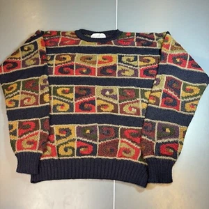 peruvian connection sweater XL Alpaca Wool Hand Made Knit Abstract Multicolor - Picture 1 of 11