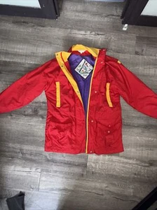 Abrigo de invierno vintage bajo rojo bloque de color chaqueta de esquí parka talla pequeña - Imagen 1 de 5