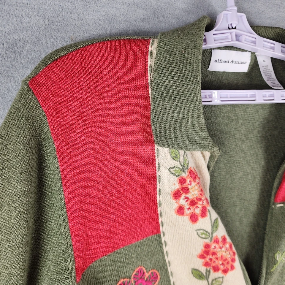 Cárdigan Suéter Alfred Dunner Mujer XL Multicolor Cremallera Parche Cuentas Sueltas Foto 1 de 4