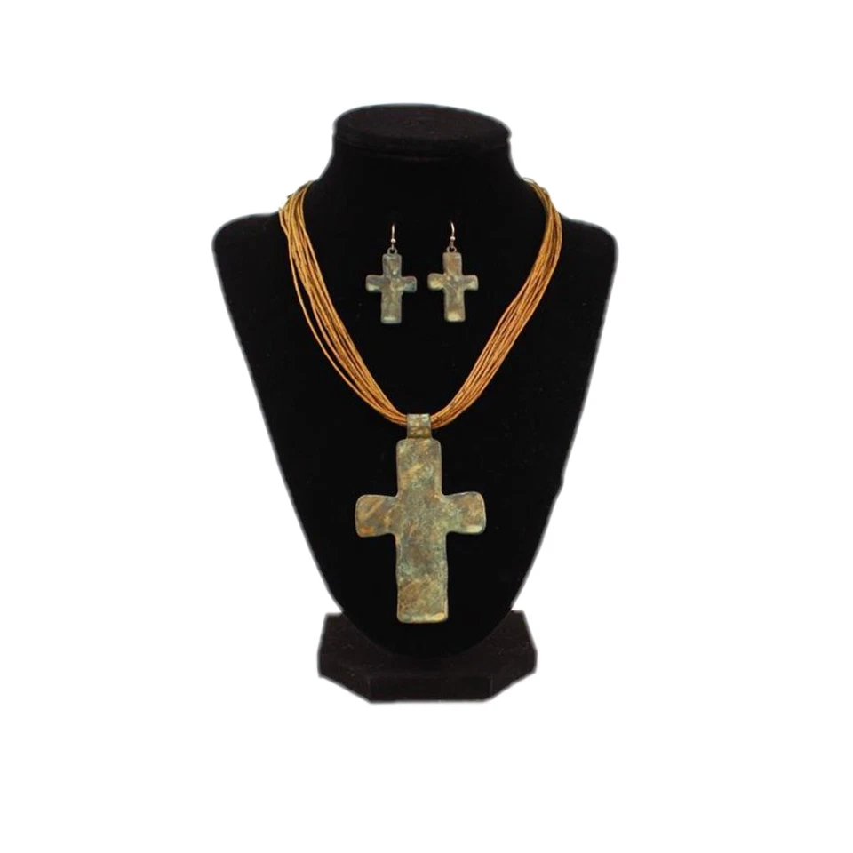 Blazin Roxx® Ladies Thin Rope Strands Cross Patina Necklace Set 30945 - Image 1 of 1