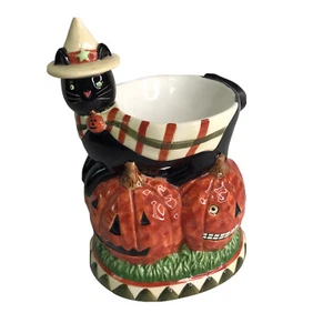 Yankee Candle Tea Light Halloween Cat Pumpkin 1058009 Damaged - Picture 1 of 9