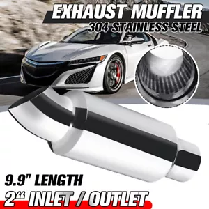 2'' Inlet Outlet Car Dump Muffler Exhaust Pipe Tip Sound Tuning Silencer - Picture 1 of 14