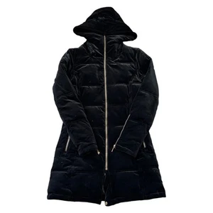 Calvin Klein Velour Puffer Parka Jacket Outdoors Regular Casual Black Womens XS - Picture 1 of 5
