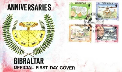 Gibraltar 1993 Anniversaries Churchill RAF Currency Garrison First Day Cover FDC - Image 1 of 2