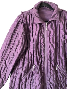 Mycra Pac One Womens Reversible Hooded Quilted Zipped Wine Coat, Size S/M - Picture 1 of 12