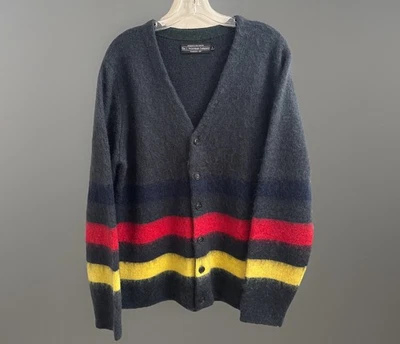 Mohair Blend Striped Cardigan Sweater Size Large J. Peterman Cobain Grandpa - Image 1 of 4