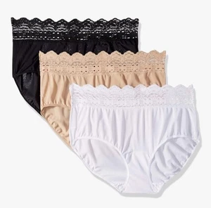 Olga Nylon Secret Hug 3 Pack Hipster Panties Size 7 - Picture 1 of 3