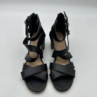 Material Girl Shoes Womens Size 7M Block Heel Sandals Double Buckle Zipper.#5 - Image 1 of 4