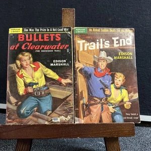 Bullets at Clearwater & Trail’s End By Edison Marshall 1951 PB Great Cover Art! - Picture 1 of 15