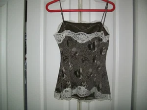 ANN TAYLOR SILK BROWN PRINT CAMI - Picture 1 of 1