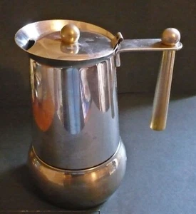 Italienische Mokka Kanne Kaffee Vintage Herdplatte - 6 Tassen Made in Italy - Kätzchengold - Bild 1 von 7