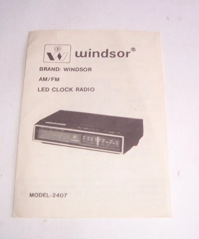 Vgt Windsor am/fm LED Clock Radio Model-2407 Manual 4.50x6.50 3 Section Fold-out Cover