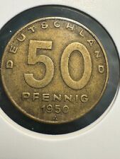 1950 A 50 Fifty Pfennig East Germany Democratic Republic 2 Year Type!
