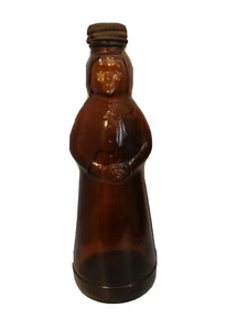 Vintage Mrs. Butterworth's Syrup Brown Glass Bottle Lady Figure 12 oz. Metal Cap - Picture 1 of 7