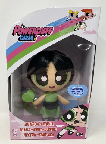 The Powerpuff Girls Buttercup 6" Hard to Find OOP Deluxe Doll & Hairbrush New Cover