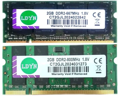 2GB DDR2 RAM SODIMM Laptop Notebook Memory (PC2-5300 667MHz) (PC2-6400 800MHz) - Image 1 of 3