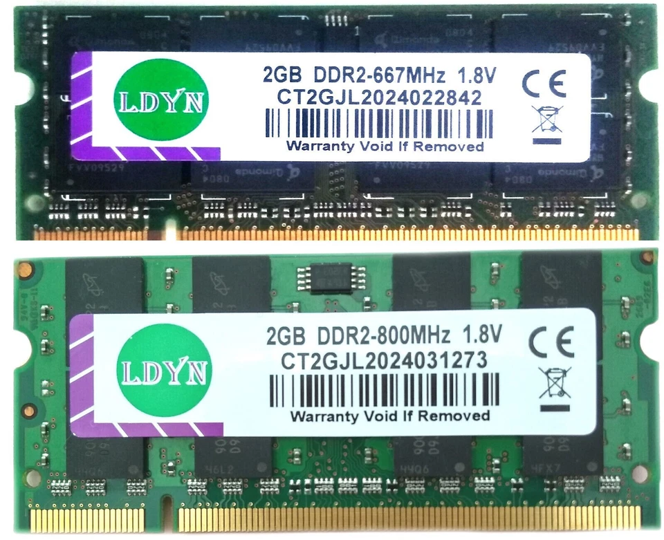 2GB DDR2 RAM SODIMM Laptop Notebook Memory (PC2-5300 667MHz) (PC2-6400 800MHz) - Image 1 of 3